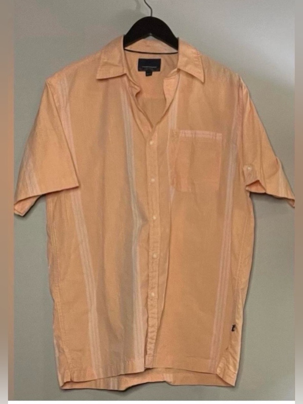 Phat Farm Short Sleeve Button Down Sherbert and White Vertical Stripes Cotton XL